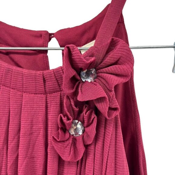 Sangria Sleeveless Halter Dress Keyhole Neckline Bubble Hem Maroon Casual Y2K 6‎ - Picture 4 of 8